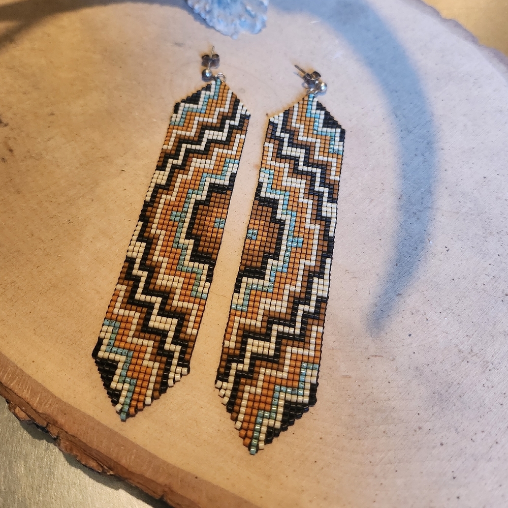 Seed bead earrings aztec